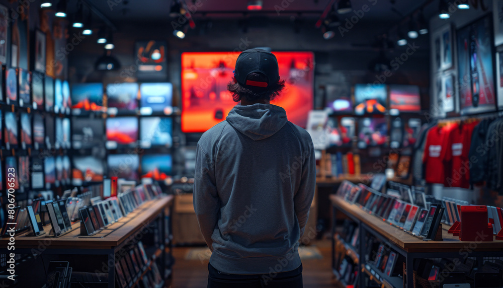 man selling cell phones in retail store,generative ai