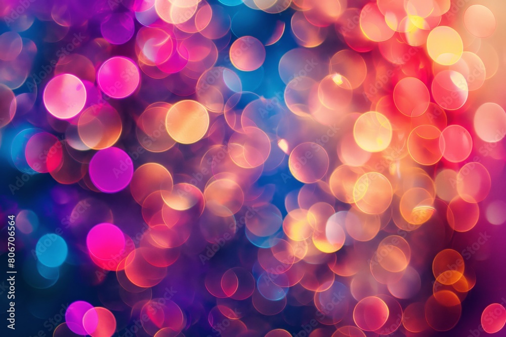 Colorful and vibrant abstract bokeh lights background with festive and bright decoration for celebration wallpaper and artistic photography design Colorful and vibrant abstract bokeh lights background with festive and bright decoration for celebration wallpaper and artistic photography design