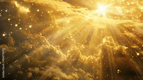 Divine presence symbolized by heavenly light beams, radiating love and grace. Ai Generated photo
