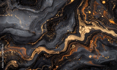 Epoxy resin black and gold drawing