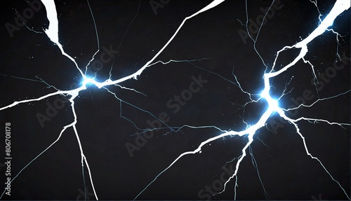 white lightning impact effect on plain black background from Generative AI