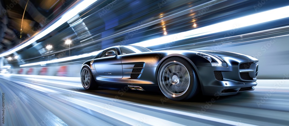 sports car at high speed driving on asphalt road sports car at high speed driving on asphalt road