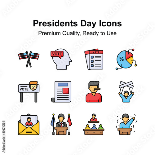 Visually perfect presidents day icon set, customizable vectors