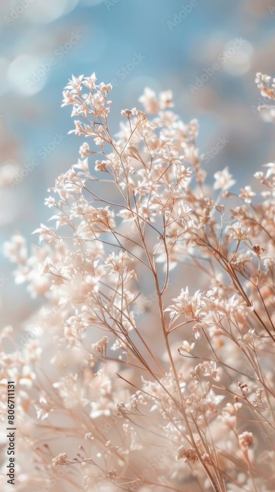 A detailed view of a plant with a blurred background, showcasing intricate details of leaves and stems