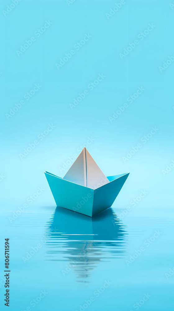 A simple paper boat floats on the water A simple paper boat floats on the water