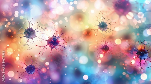 Abstract background showcasing various virus and bacteria cells. Ai Generated