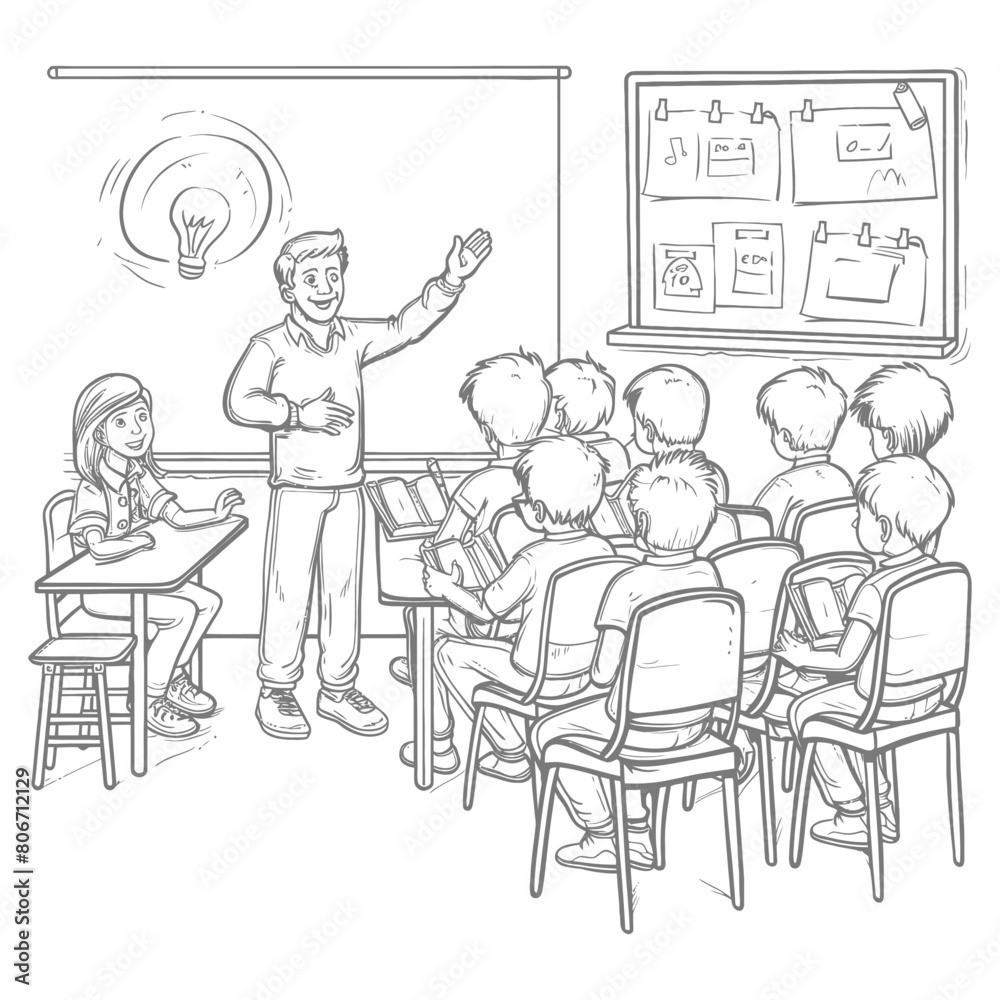 outline illustration for positive classroom for teach and study outline illustration for positive classroom for teach and study