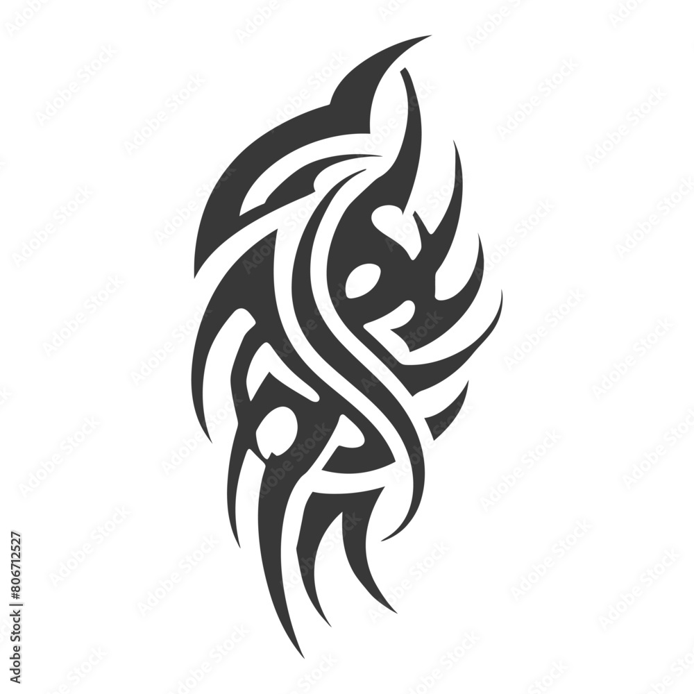 Silhouette abstract tribal art black color only Silhouette abstract tribal art black color only