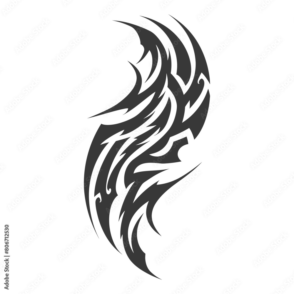 Silhouette abstract tribal art black color only Silhouette abstract tribal art black color only