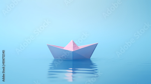 A simple paper boat floats on the water