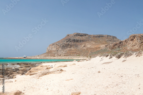Greece, Crete, Balos lagoon sunlit in the afternoon