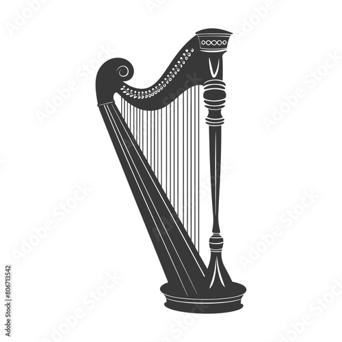 Silhouette ancient harp black color only