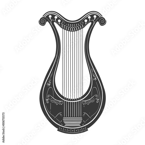 Silhouette ancient lyre black color only