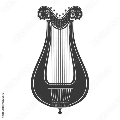 Silhouette ancient lyre black color only