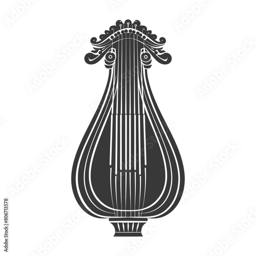 Silhouette ancient lyre black color only