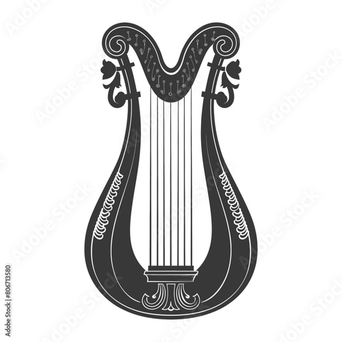 Silhouette ancient lyre black color only