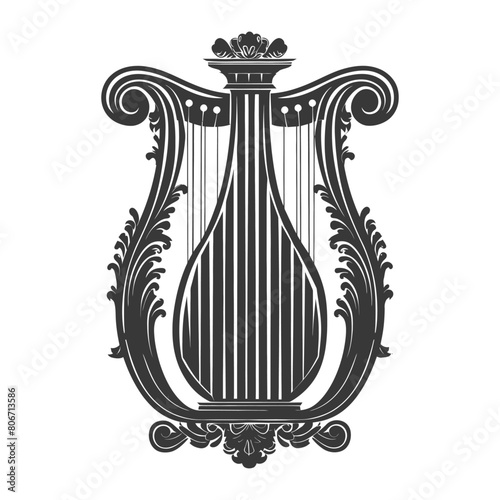 Silhouette ancient lyre black color only