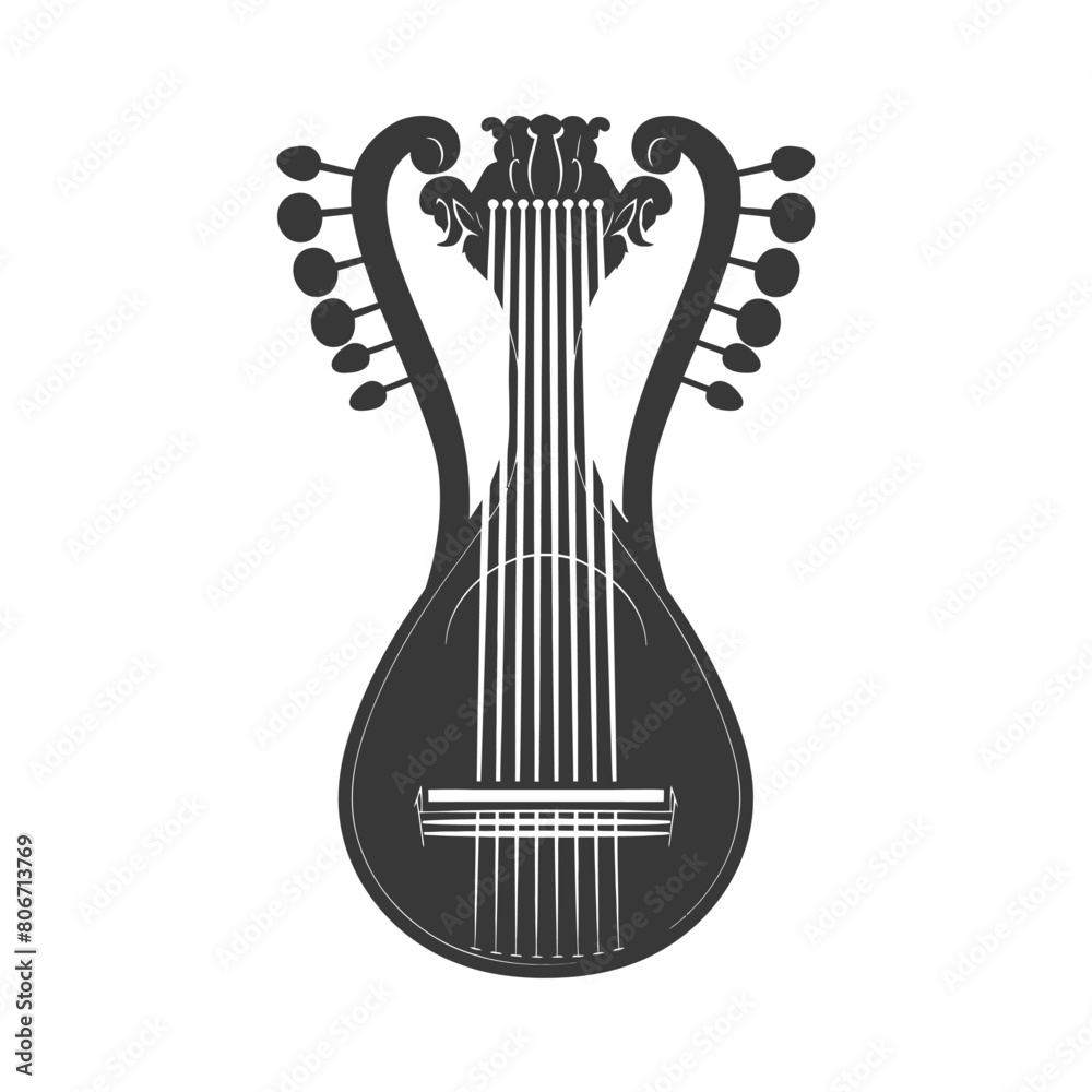 Silhouette ancient lyre black color only