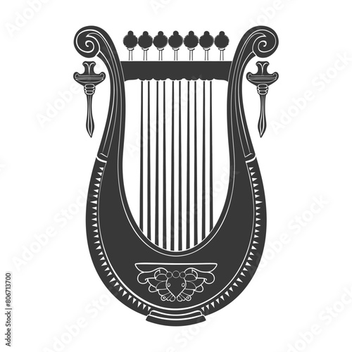 Silhouette ancient lyre black color only