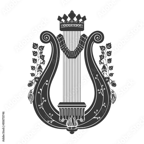 Silhouette ancient lyre black color only