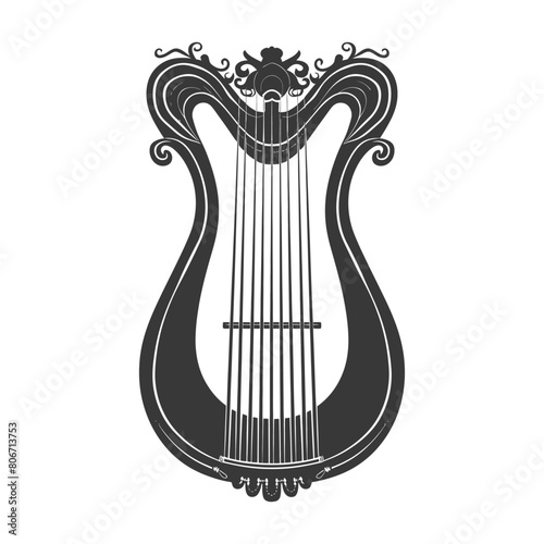 Silhouette ancient lyre black color only