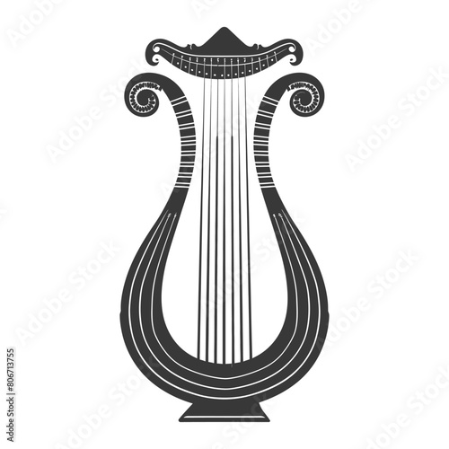 Silhouette ancient lyre black color only