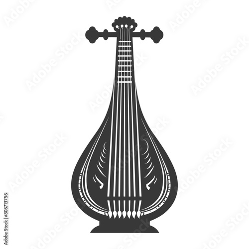 Silhouette ancient lyre black color only