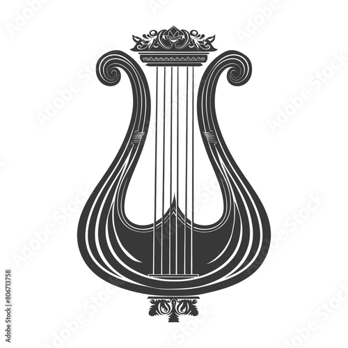 Silhouette ancient lyre black color only
