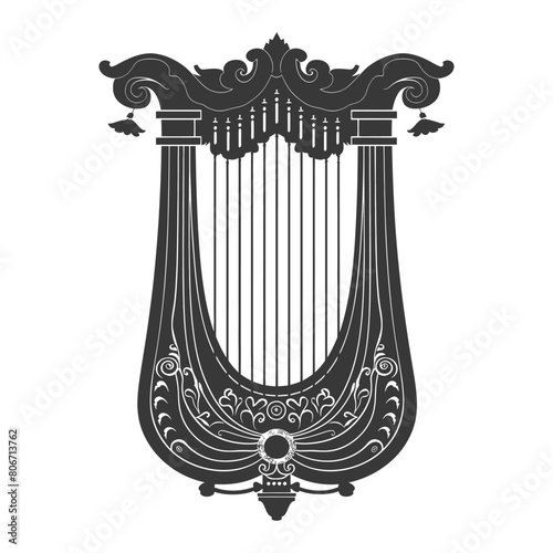 Silhouette ancient lyre black color only