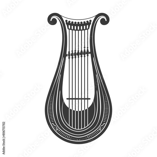 Silhouette ancient lyre black color only