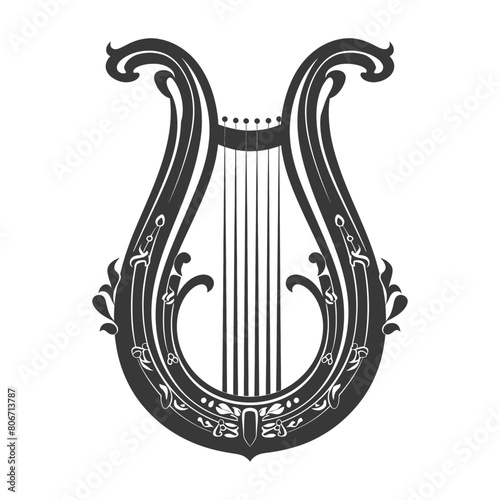 Silhouette ancient lyre black color only