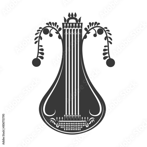 Silhouette ancient lyre black color only