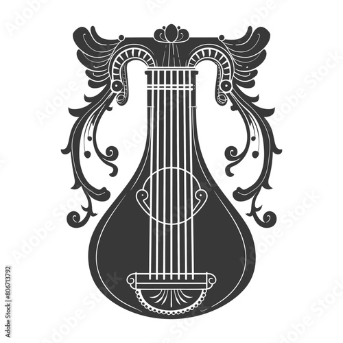 Silhouette ancient lyre black color only