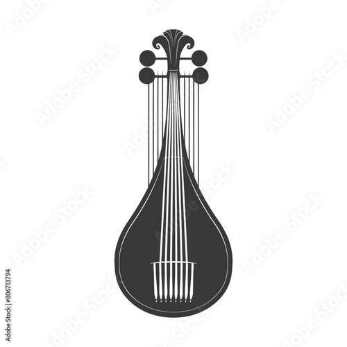 Silhouette ancient lyre black color only