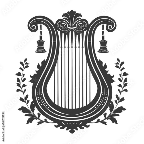 Silhouette ancient lyre black color only