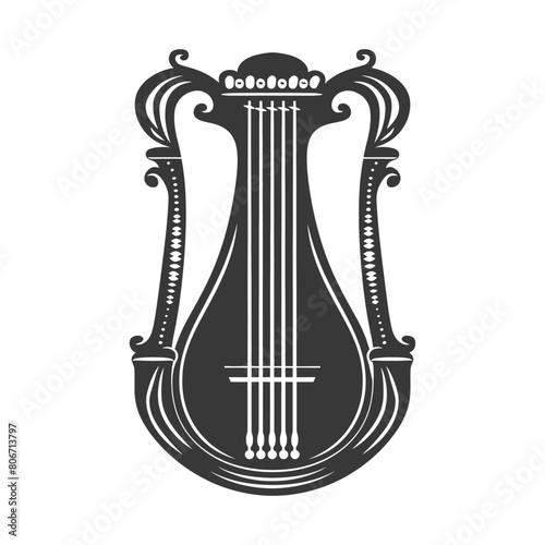 Silhouette ancient lyre black color only