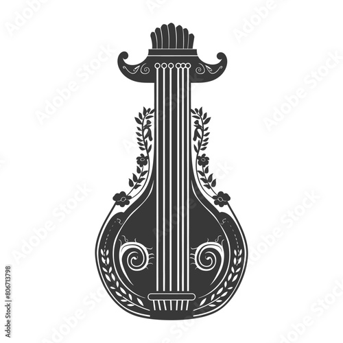 Silhouette ancient lyre black color only