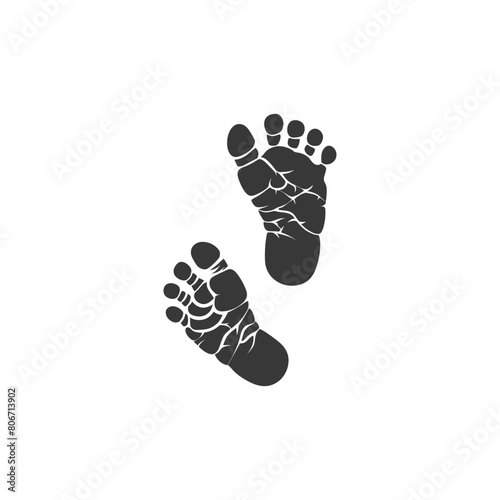 Silhouette baby footprints black color only
