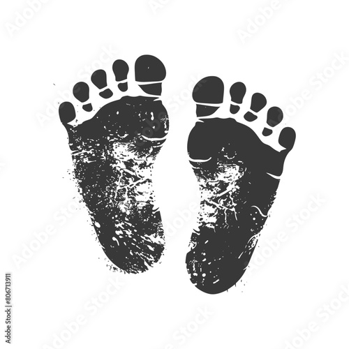 Silhouette baby footprints black color only