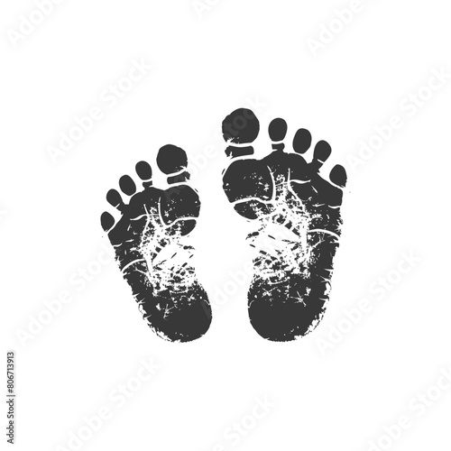Silhouette baby footprints black color only