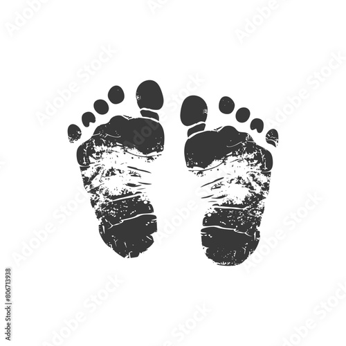 Silhouette baby footprints black color only