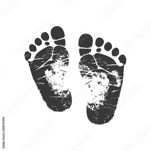 Silhouette baby footprints black color only