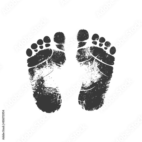Silhouette baby footprints black color only