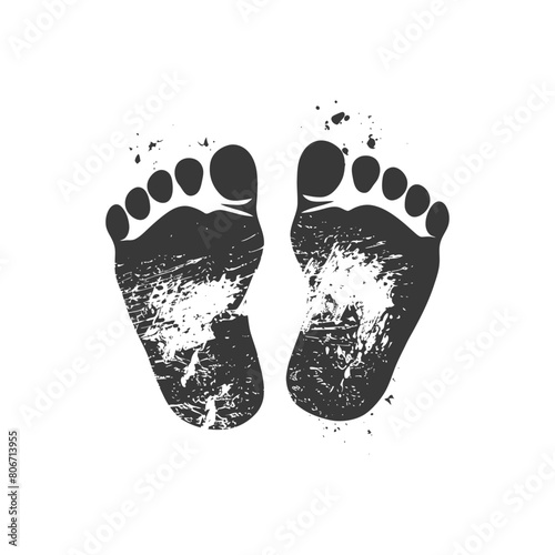 Silhouette baby footprints black color only
