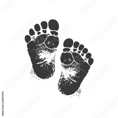 Silhouette baby footprints black color only