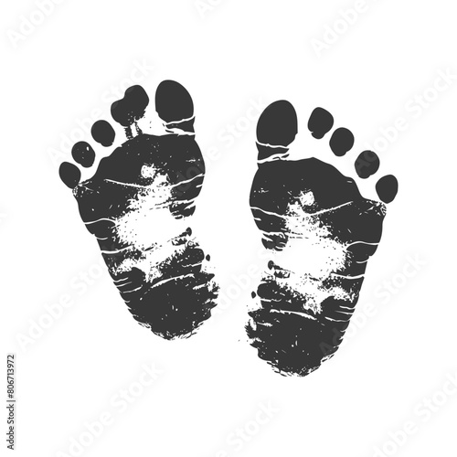 Silhouette baby footprints black color only