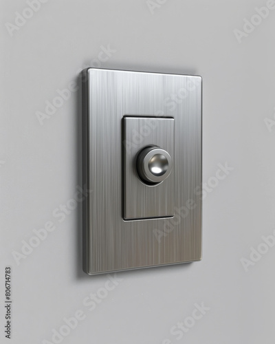 3D rendered wall switch  ad mockup isolated on a white and gray background.