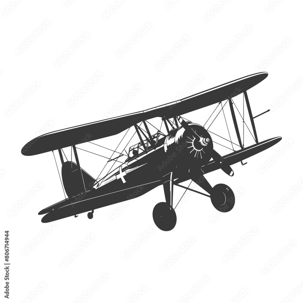 Silhouette Biplane Aircraft black color only Silhouette Biplane Aircraft black color only