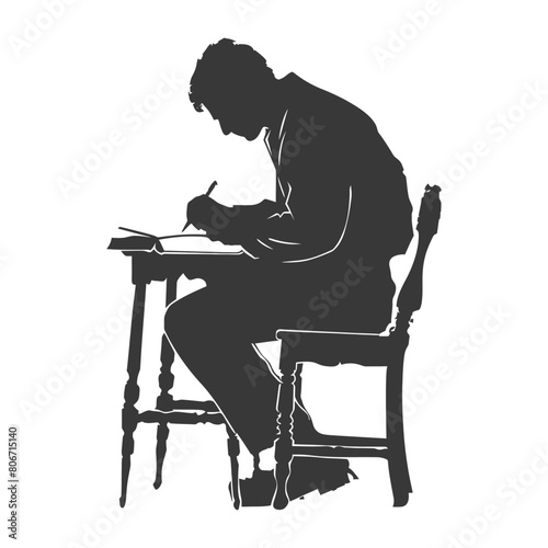 Silhouette bookbinding in action full body black color only