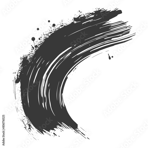 Silhouette brush stroke curved black color only